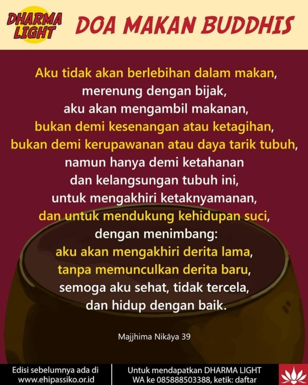 Doa Makan Ehipassiko Dakwah Islami